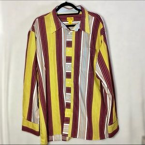 PJ Mark Mens Button Up Shirt XXL 2XL Long Sleeve Stripes